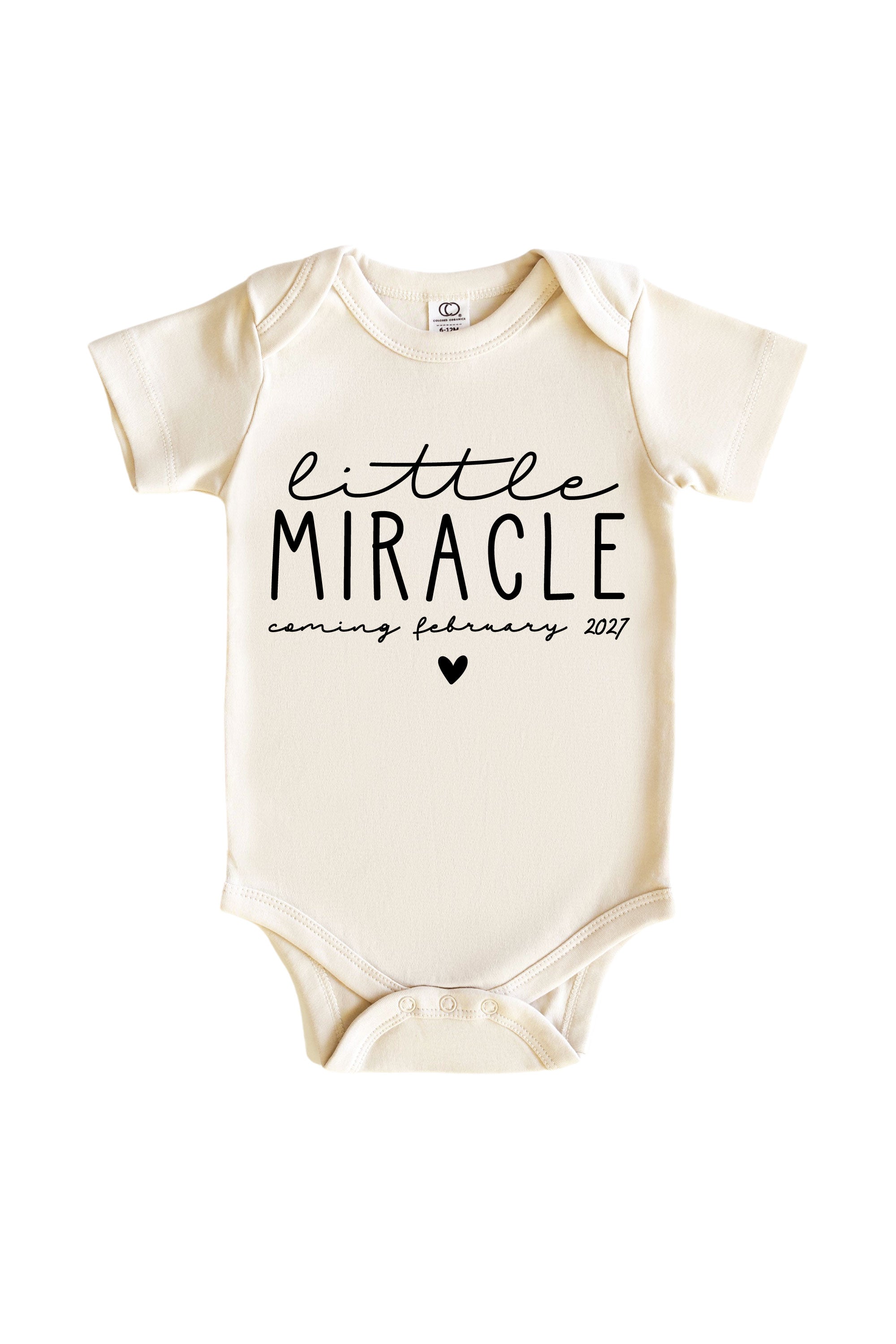 Personalized Little Miracle Graphic Bodysuit | Natural
